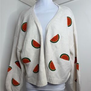 Watermelon Patterned White Cardigan